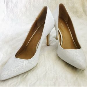Calvin Klein Gayle white textured leather pumps